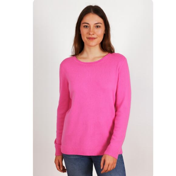 Talbots SZ S Pure Cashmere Crew Neck Sweater Bright Pink NWOT - Picture 1 of 7